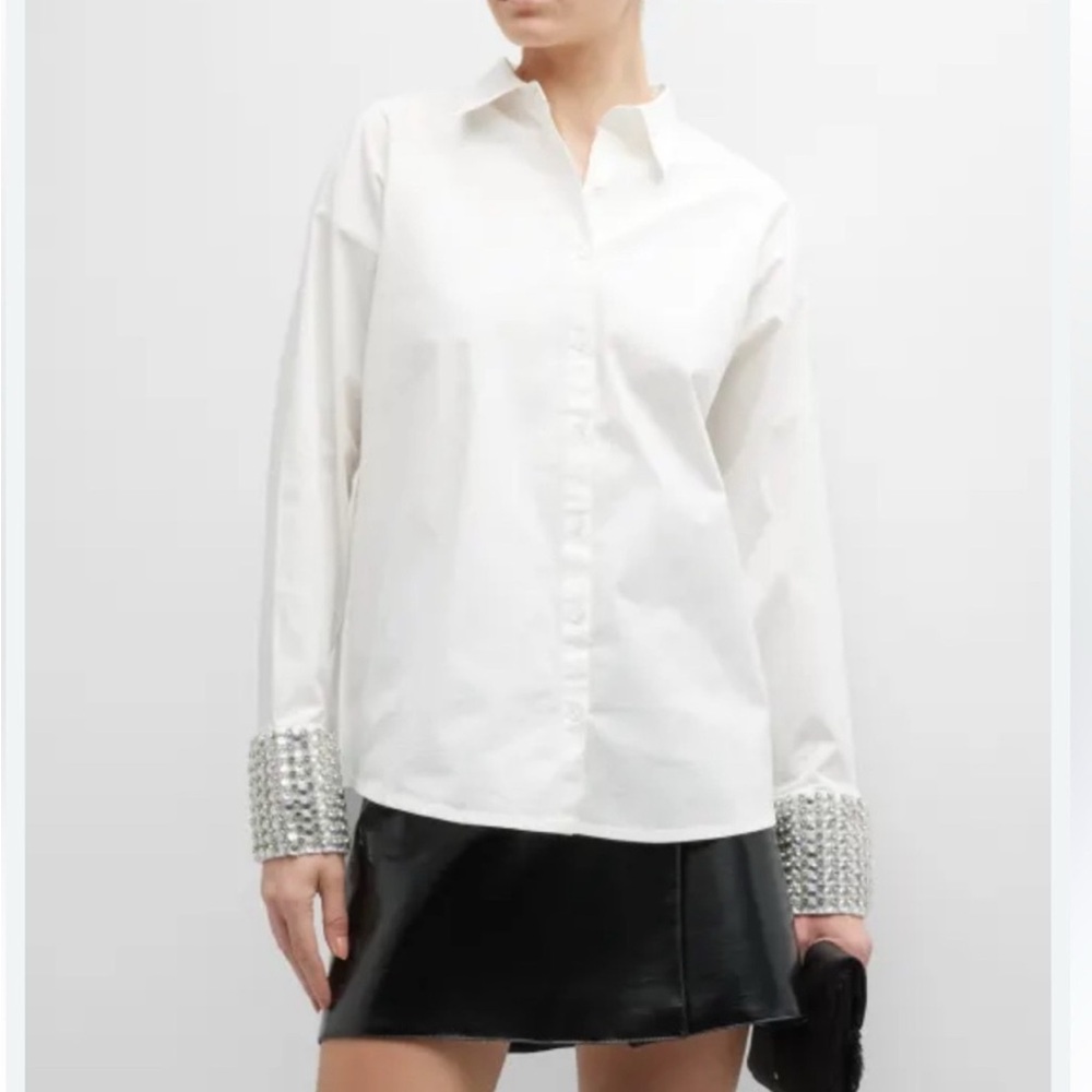 Retrofete White Shirt with Silver Embellished Cuffs
